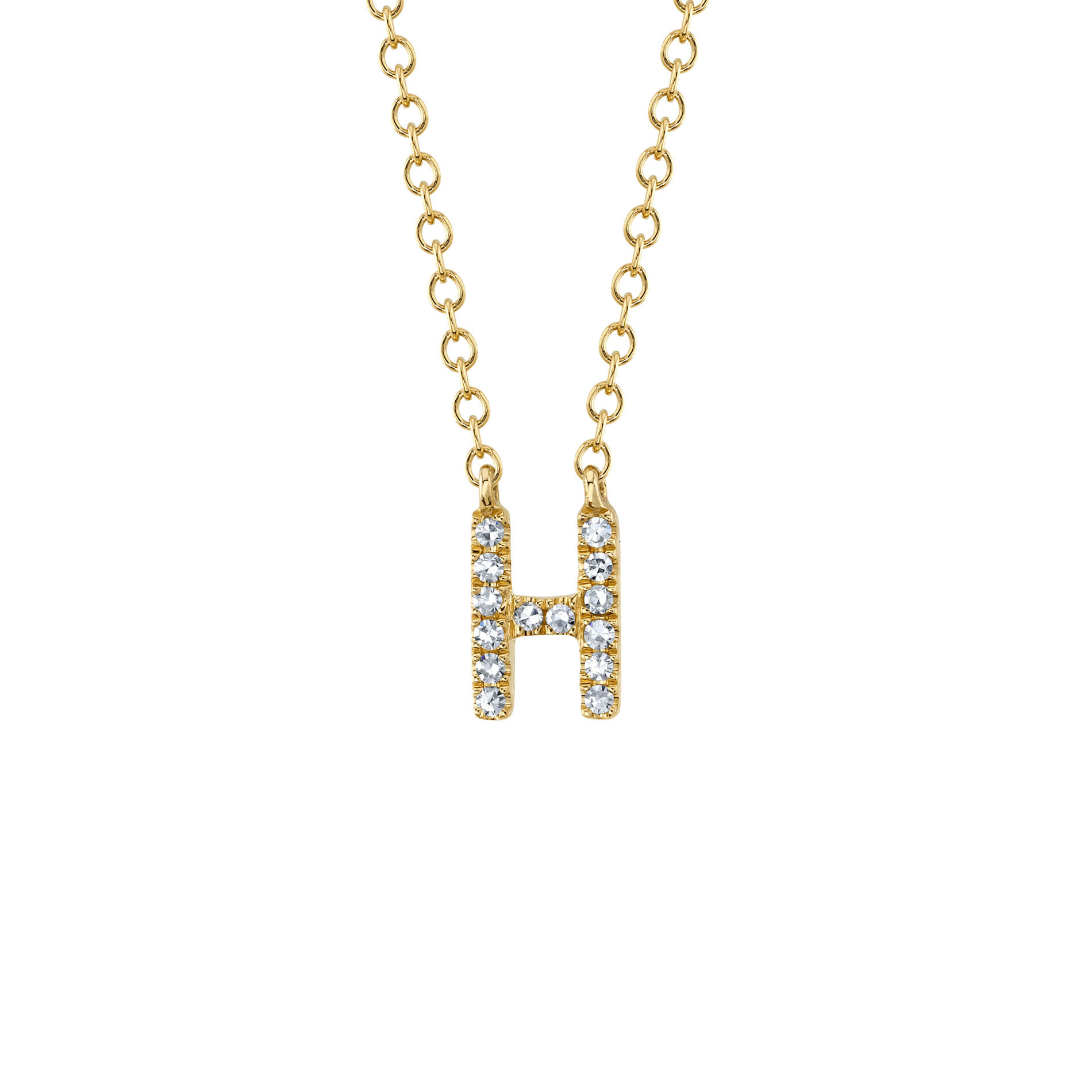 Shy Creation | Initials Yellow Gold and Diamond Pavé Letter H